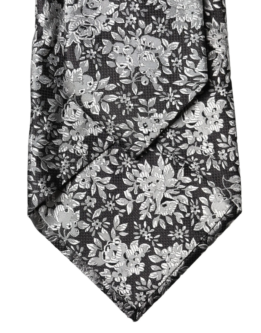 Dolce & Gabbana Black Silver Floral Silk Adjustable Women Necktie Tie