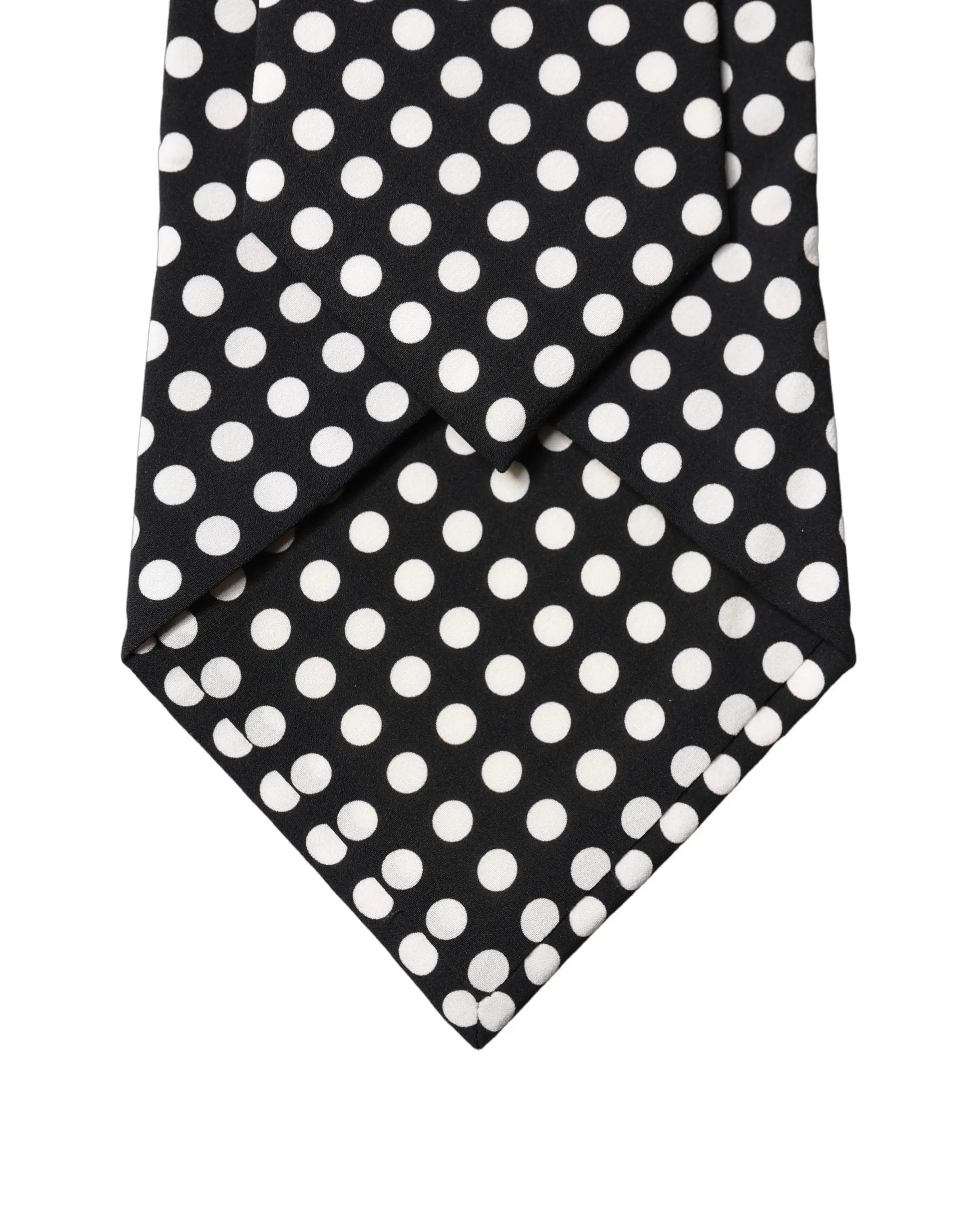Dolce & Gabbana Black White Polka Dot Silk Adjustable Women Necktie Tie