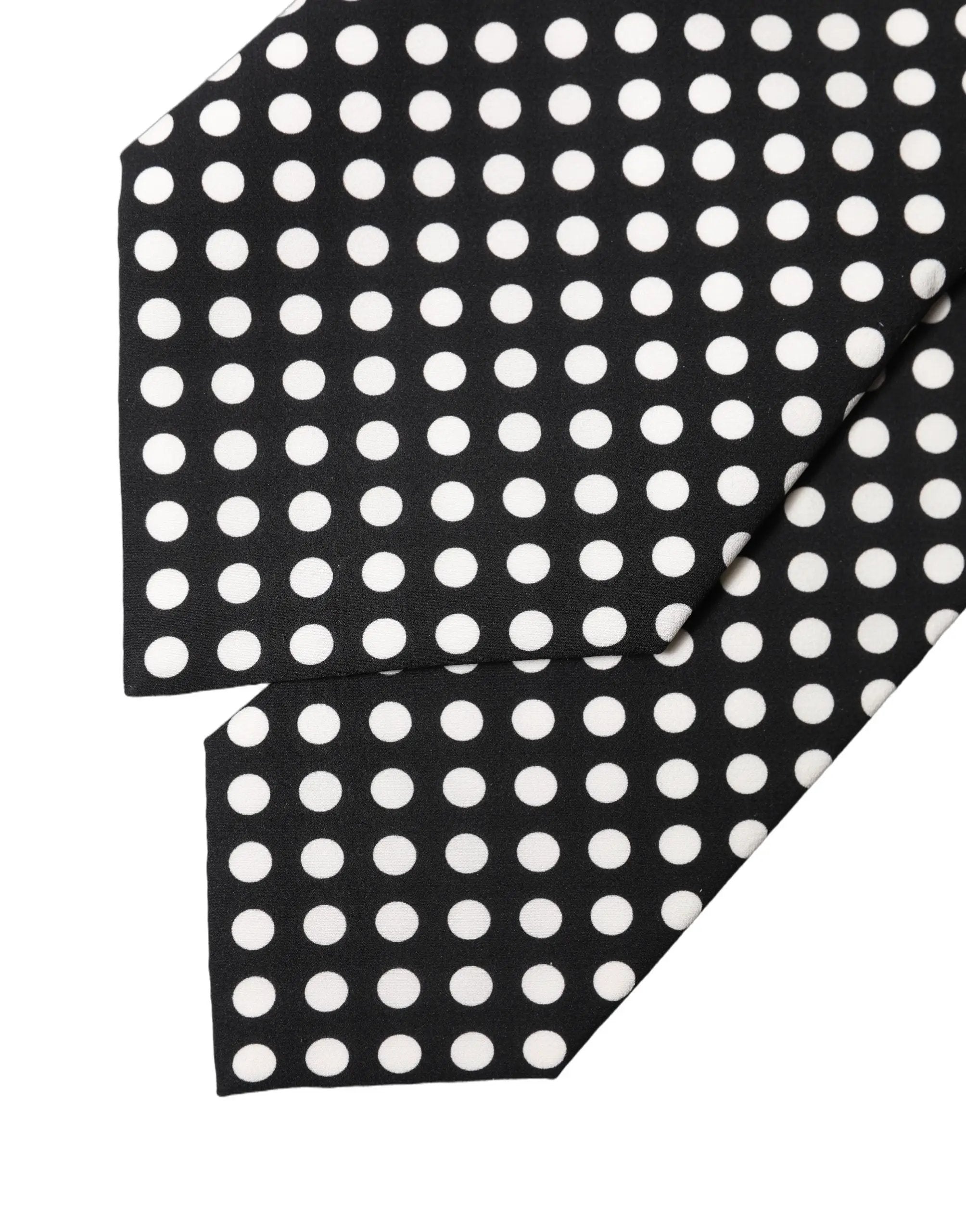Dolce & Gabbana Black White Polka Dot Silk Adjustable Women Necktie Tie