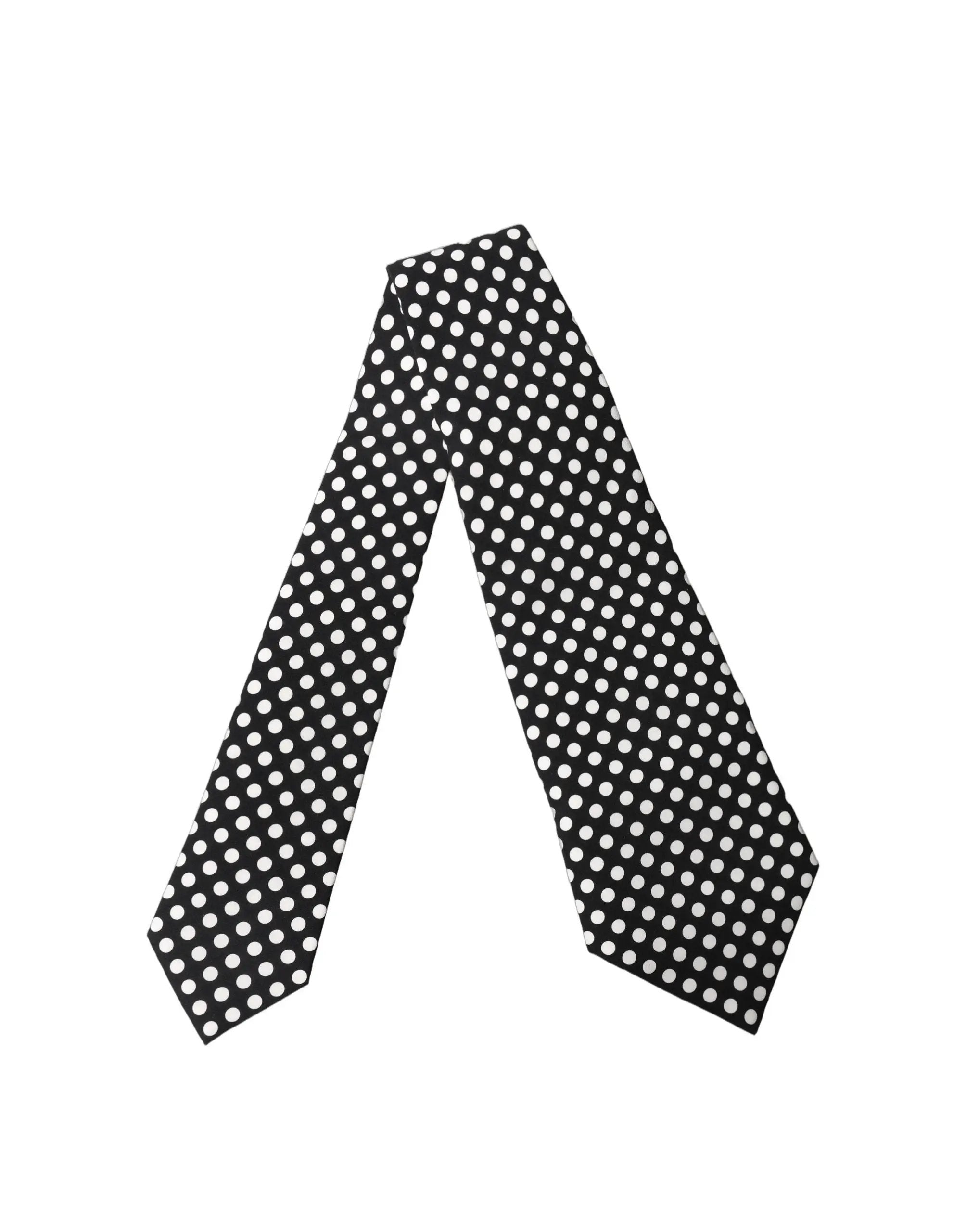 Dolce & Gabbana Black White Polka Dot Silk Adjustable Women Necktie Tie