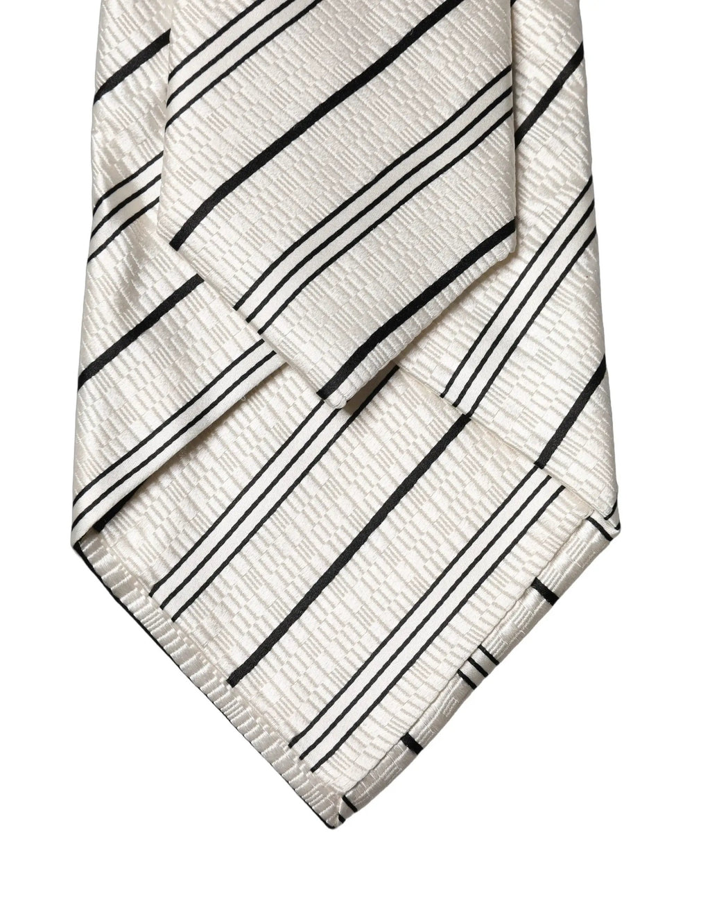Dolce & Gabbana White Black Stripes Silk Adjustable Women Necktie Tie