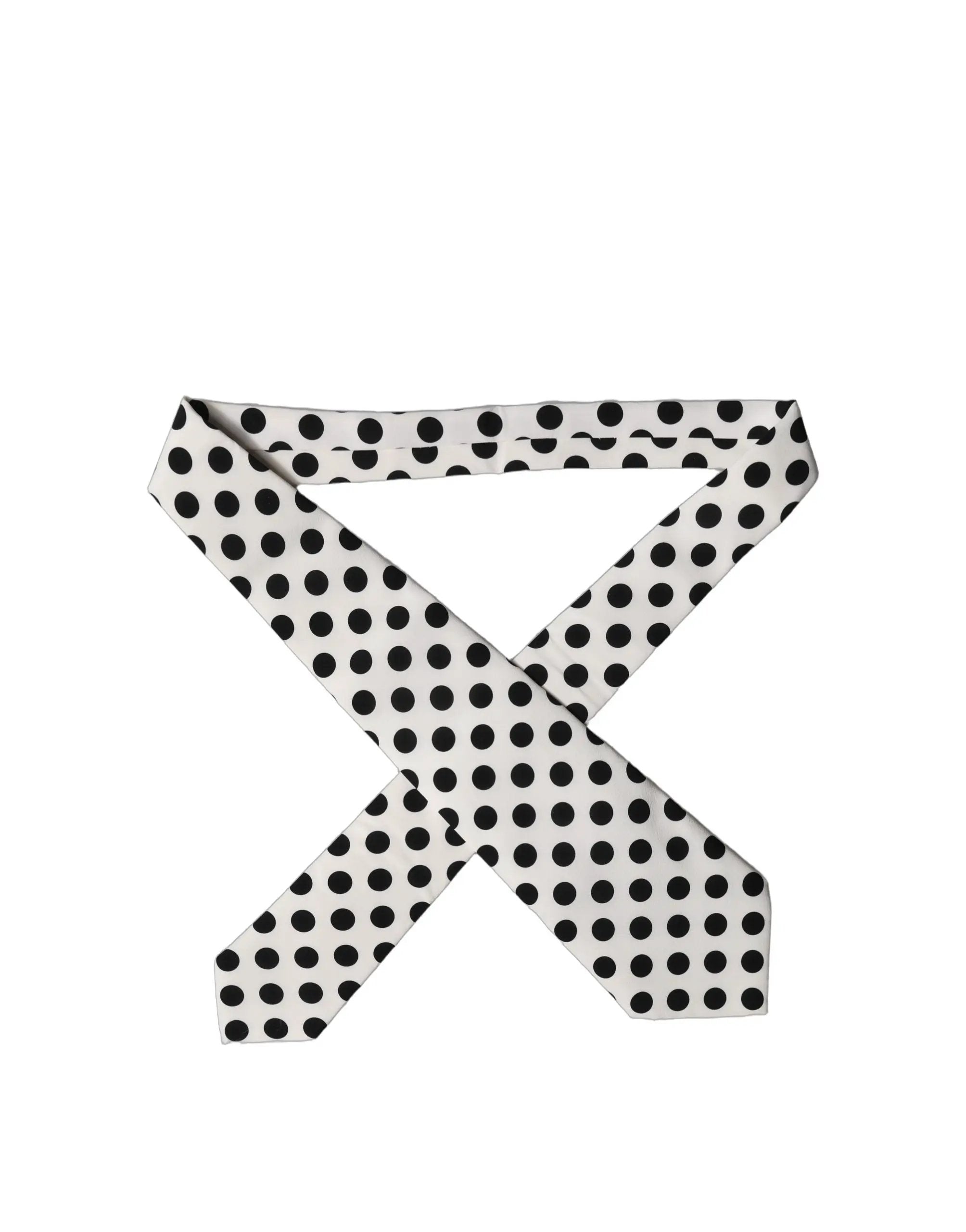 Dolce & Gabbana White Black Polka Dot Silk Adjustable Women Necktie Tie