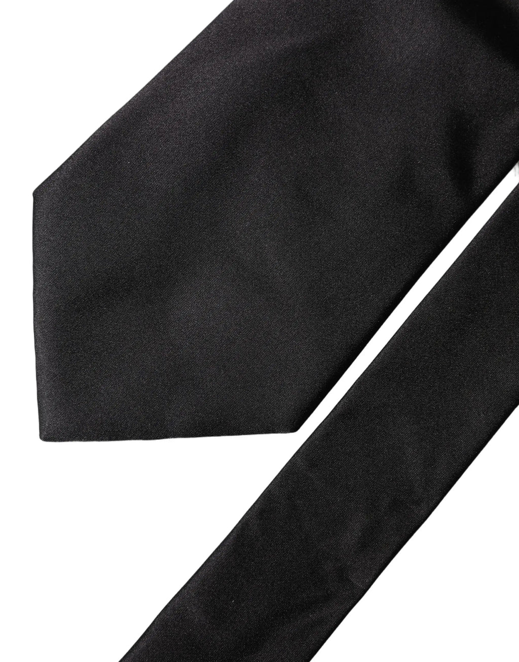 Dolce & Gabbana Black Solid Satin Silk Adjustable Women Necktie Tie
