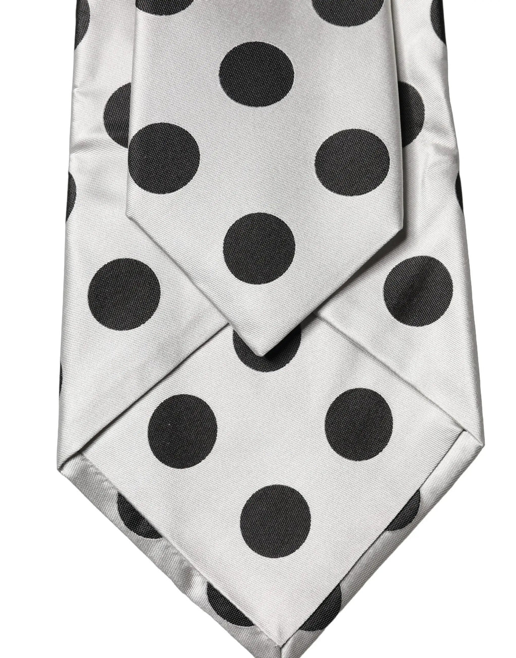 Dolce & Gabbana White Black Polka Dot Silk Adjustable Women Necktie Tie