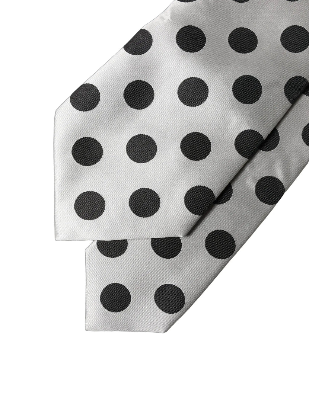 Dolce & Gabbana White Black Polka Dot Silk Adjustable Women Necktie Tie