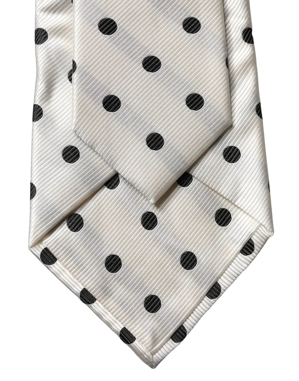 Dolce & Gabbana White Black Polka Dot Silk Adjustable Women Necktie Tie