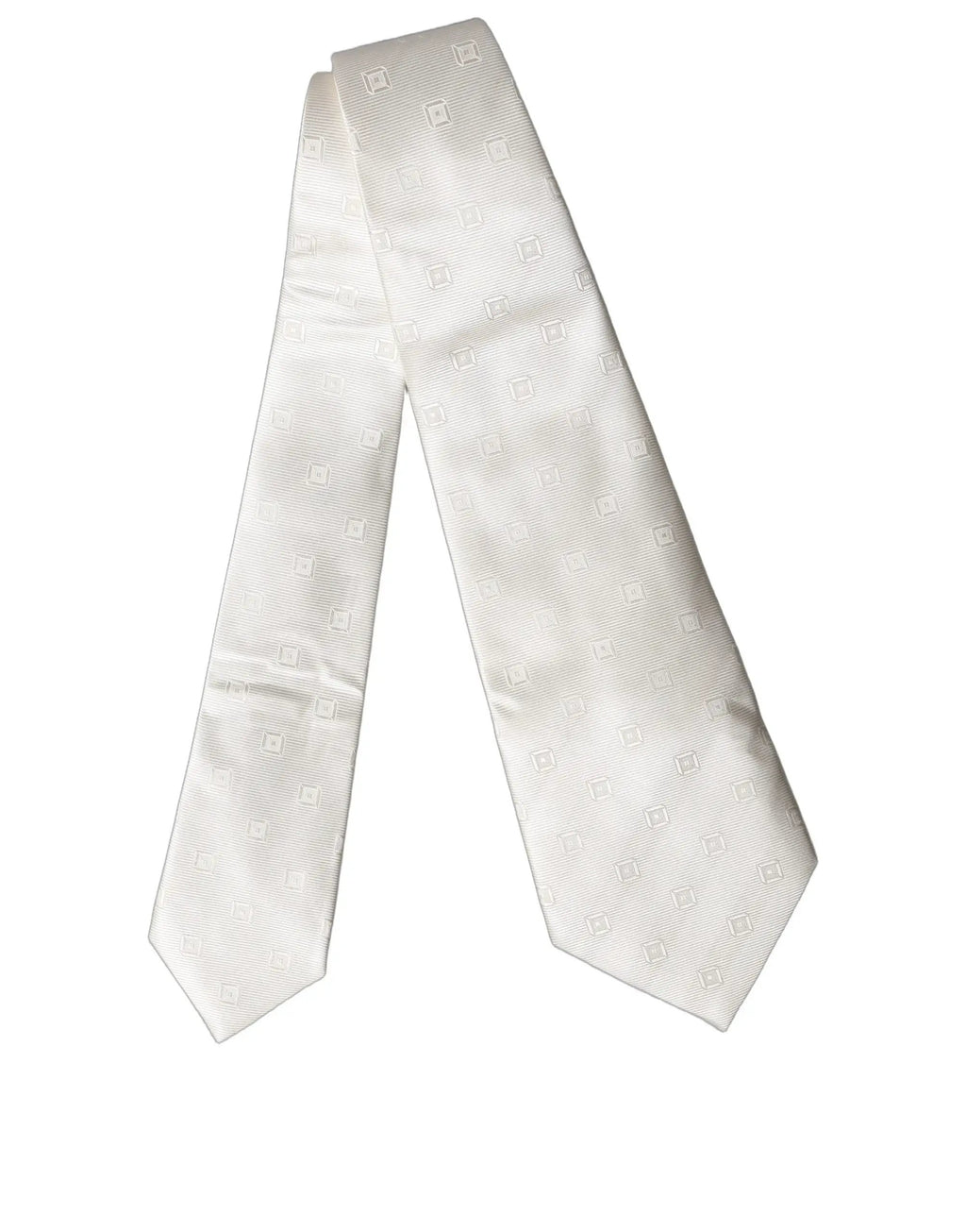 Dolce & Gabbana Cravate réglable en soie à motifs géométriques blanc cassé pour femme