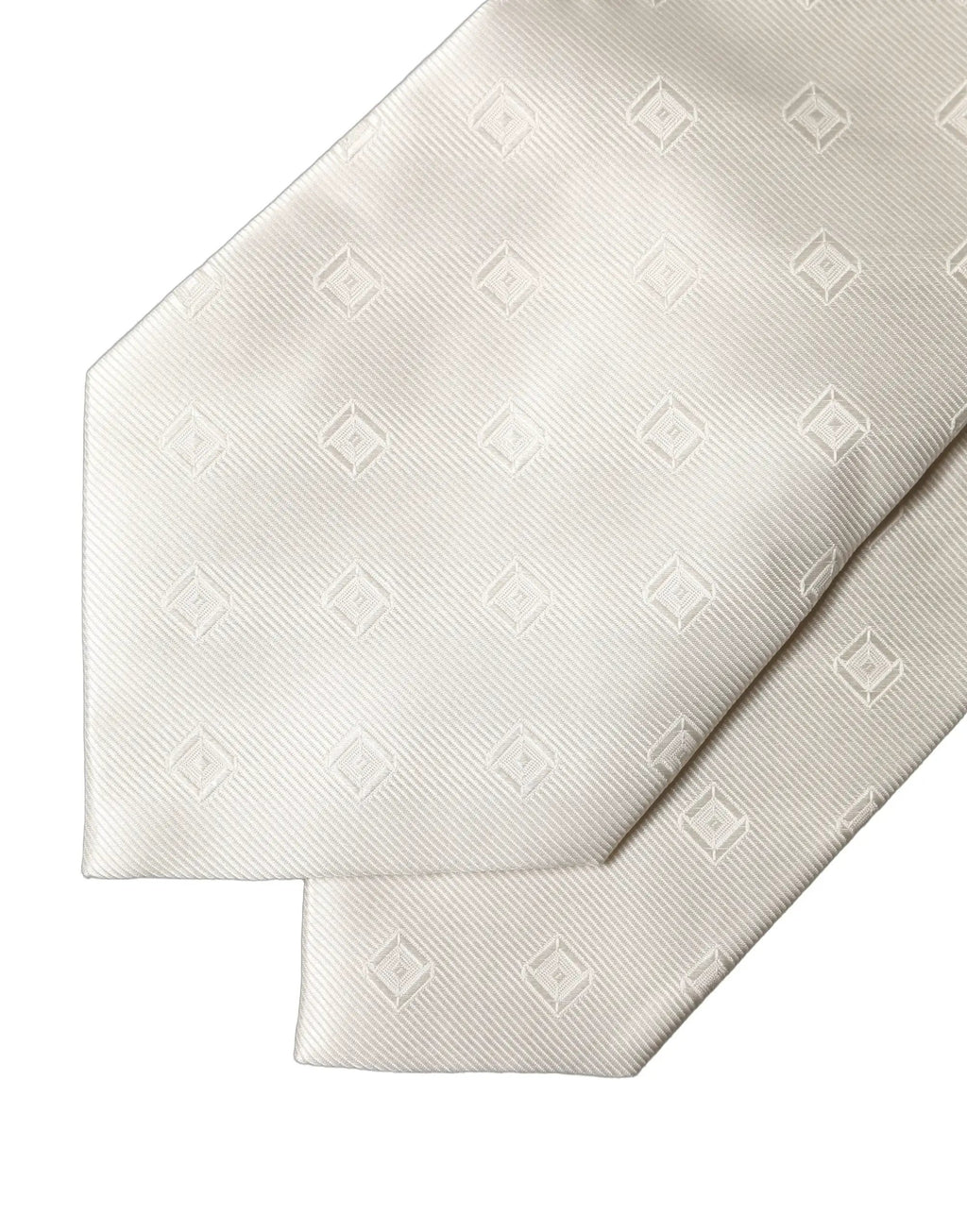 Dolce & Gabbana Cravate réglable en soie à motifs géométriques blanc cassé pour femme