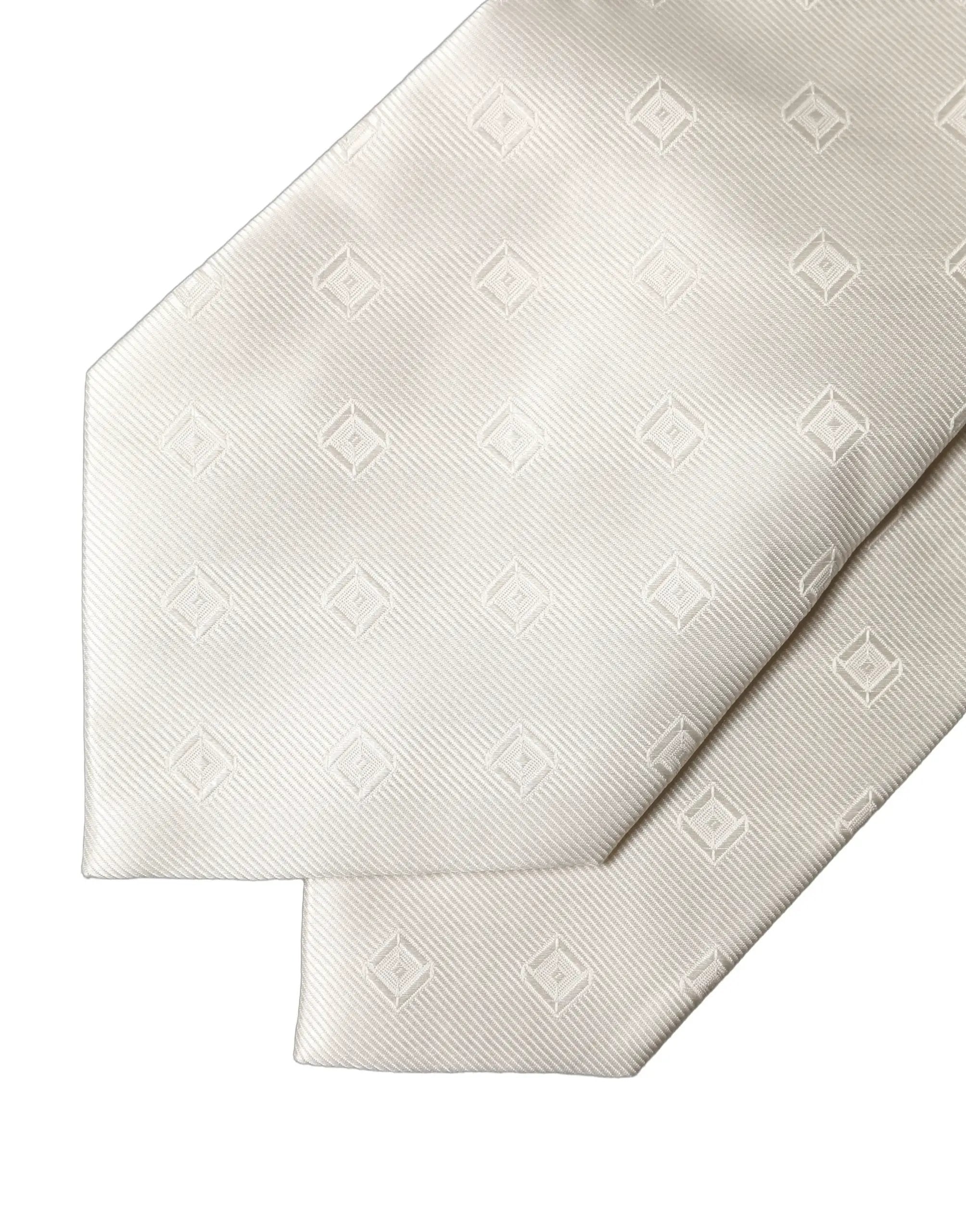 Dolce & Gabbana Cravate réglable en soie à motifs géométriques blanc cassé pour femme