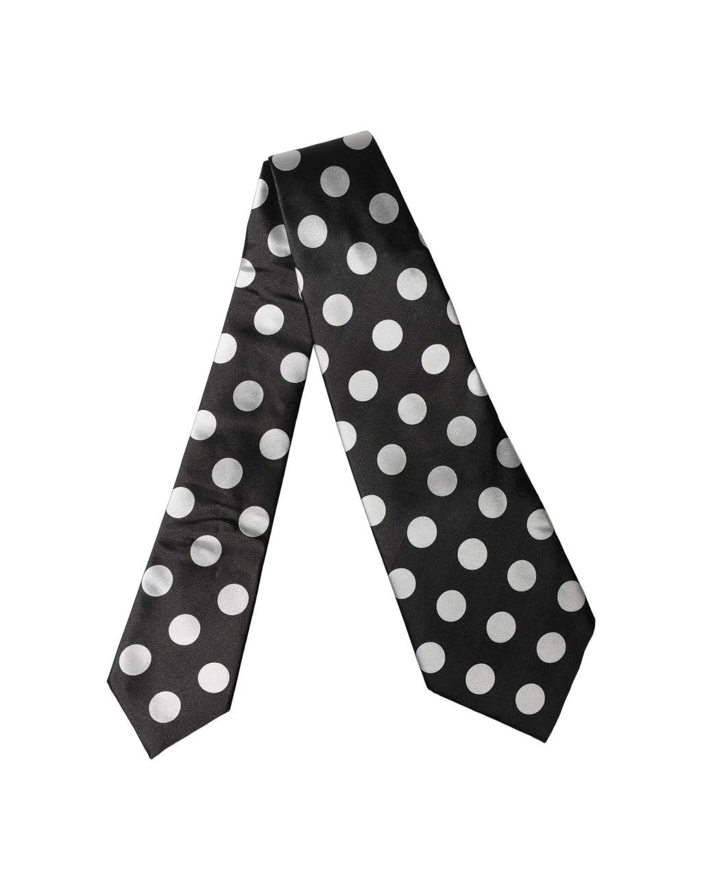 Dolce & Gabbana Black White Polka Dot Silk Adjustable Women Necktie Tie