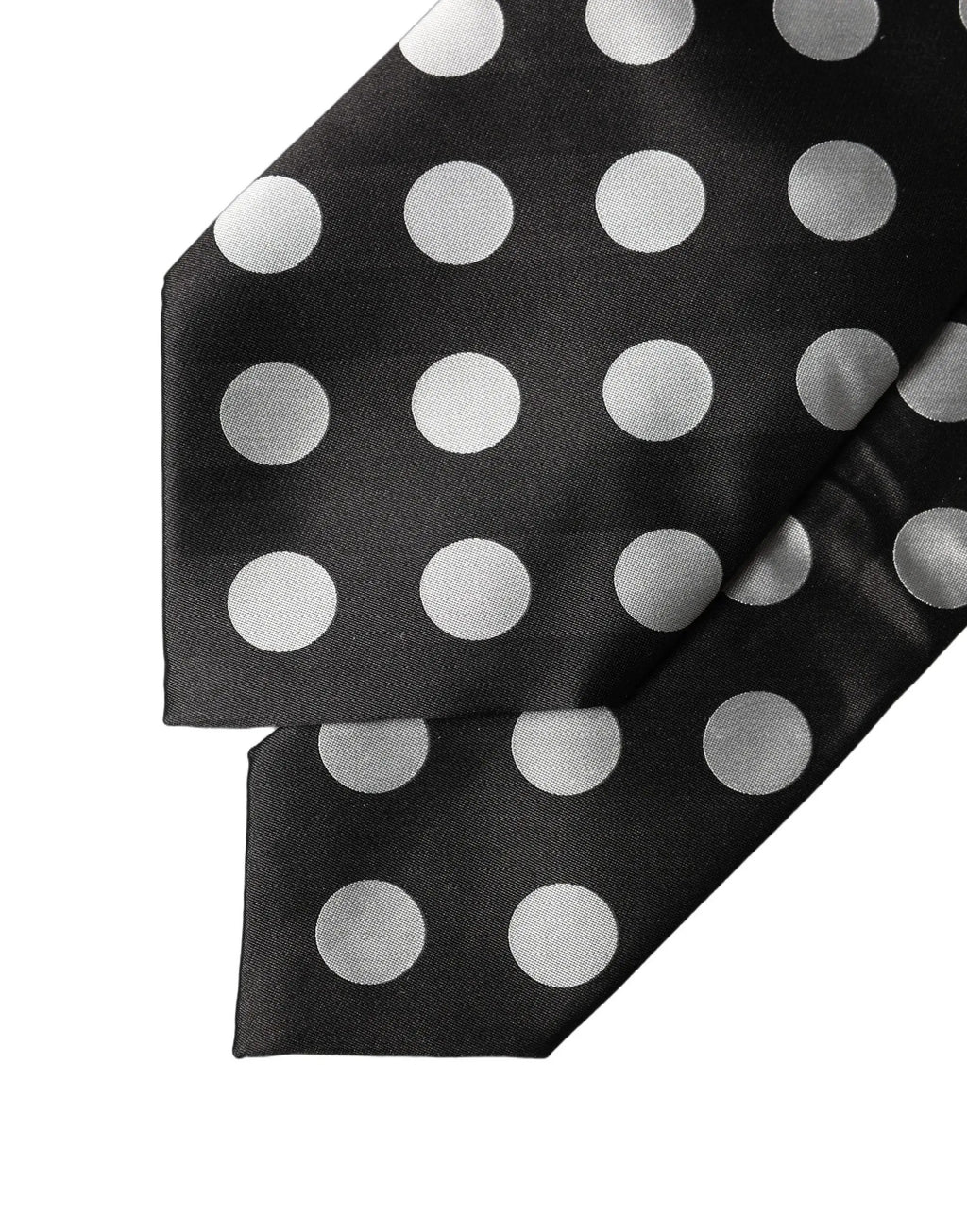Dolce & Gabbana Black White Polka Dot Silk Adjustable Women Necktie Tie
