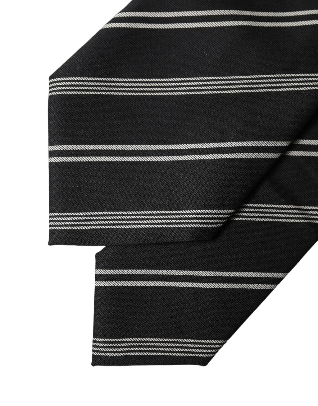 Dolce & Gabbana Black White Stripes Silk Adjustable Women Necktie Tie