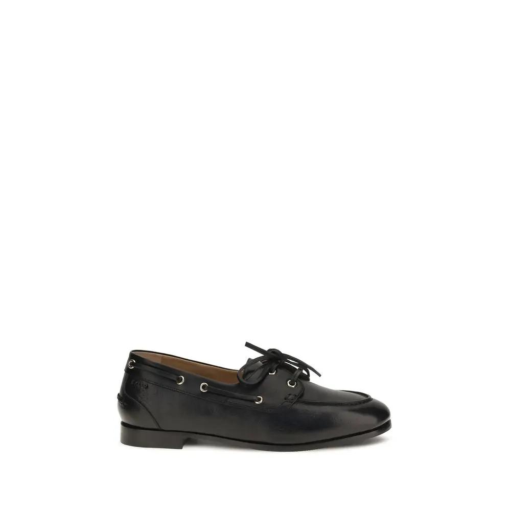 Bally Black Calf Leather Bos Taurus Slip-On Loafers