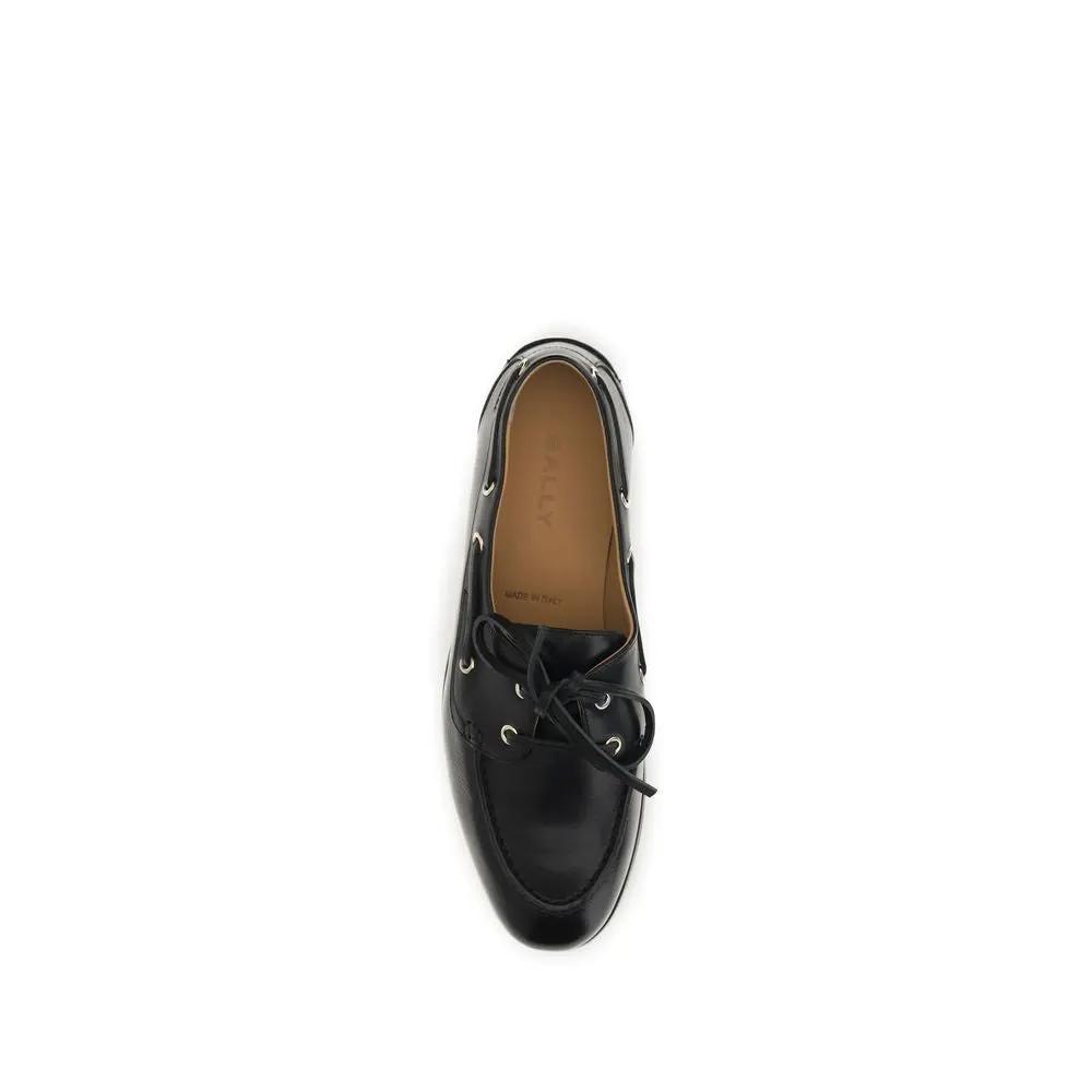 Bally Black Calf Leather Bos Taurus Slip-On Loafers