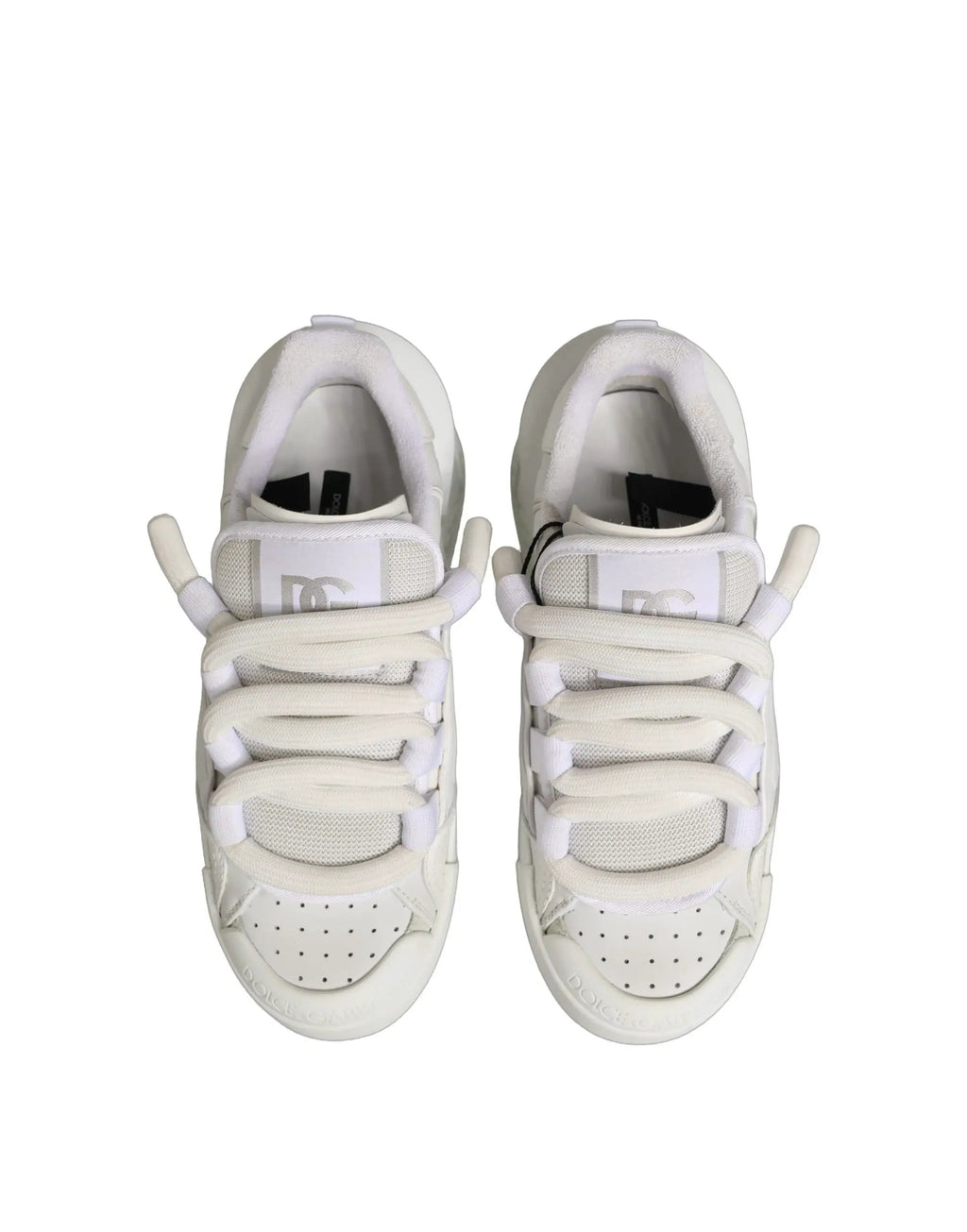 Dolce & Gabbana White Calfskin Leather Low Top Sneakers Shoes