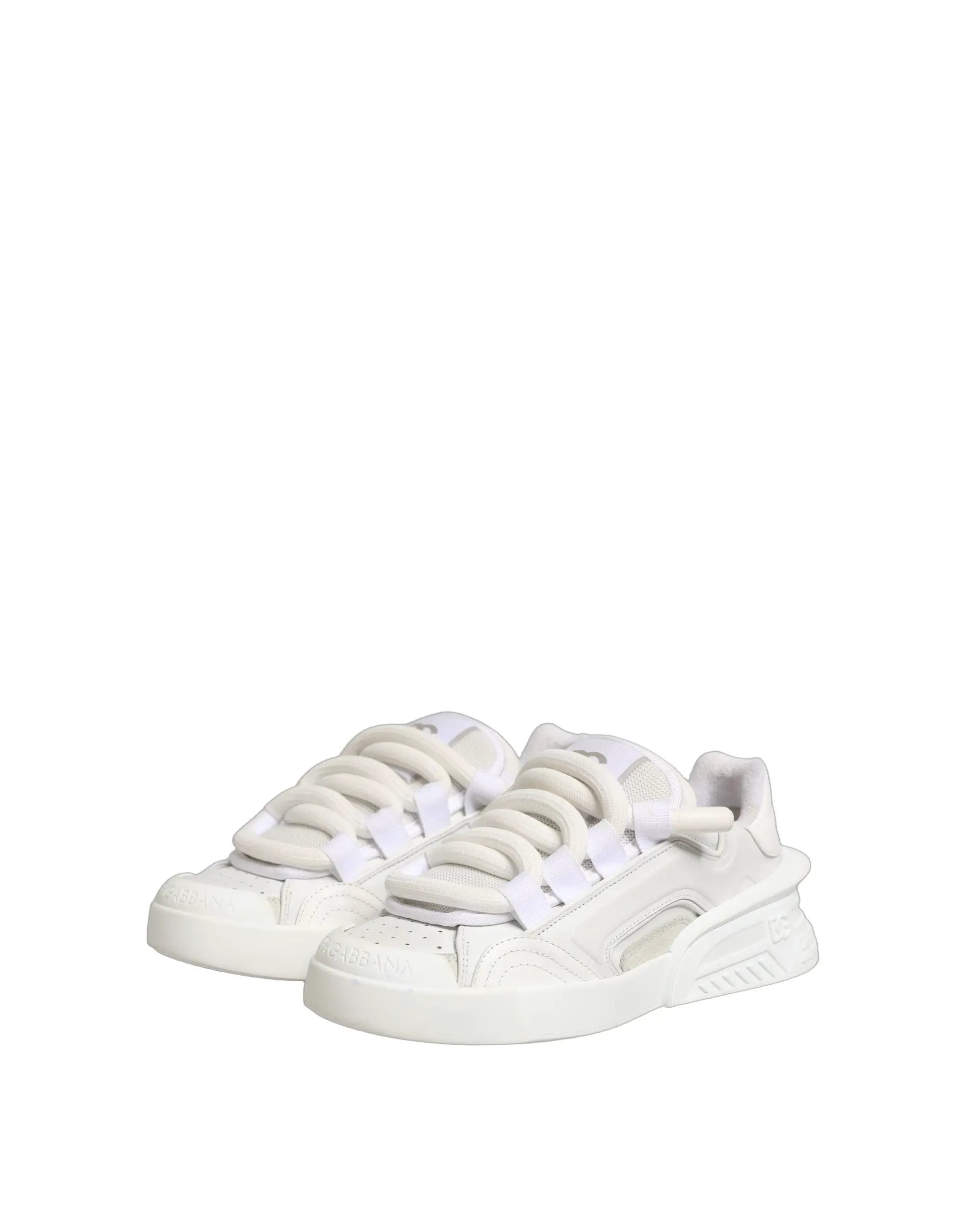 Dolce & Gabbana White Calfskin Leather Low Top Sneakers Shoes