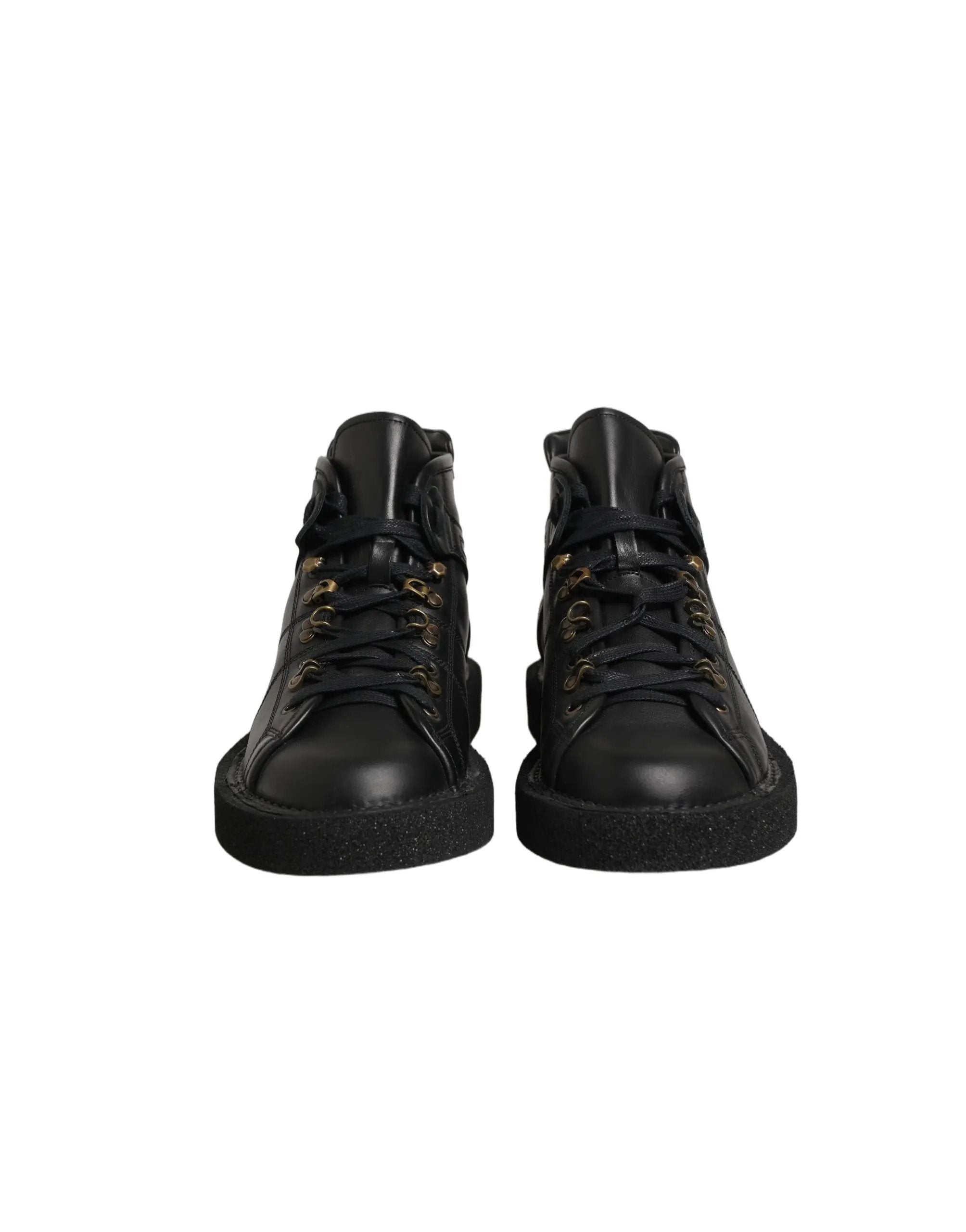 Dolce & Gabbana Black Leather Lace Up Men Ankle Boots Shoes