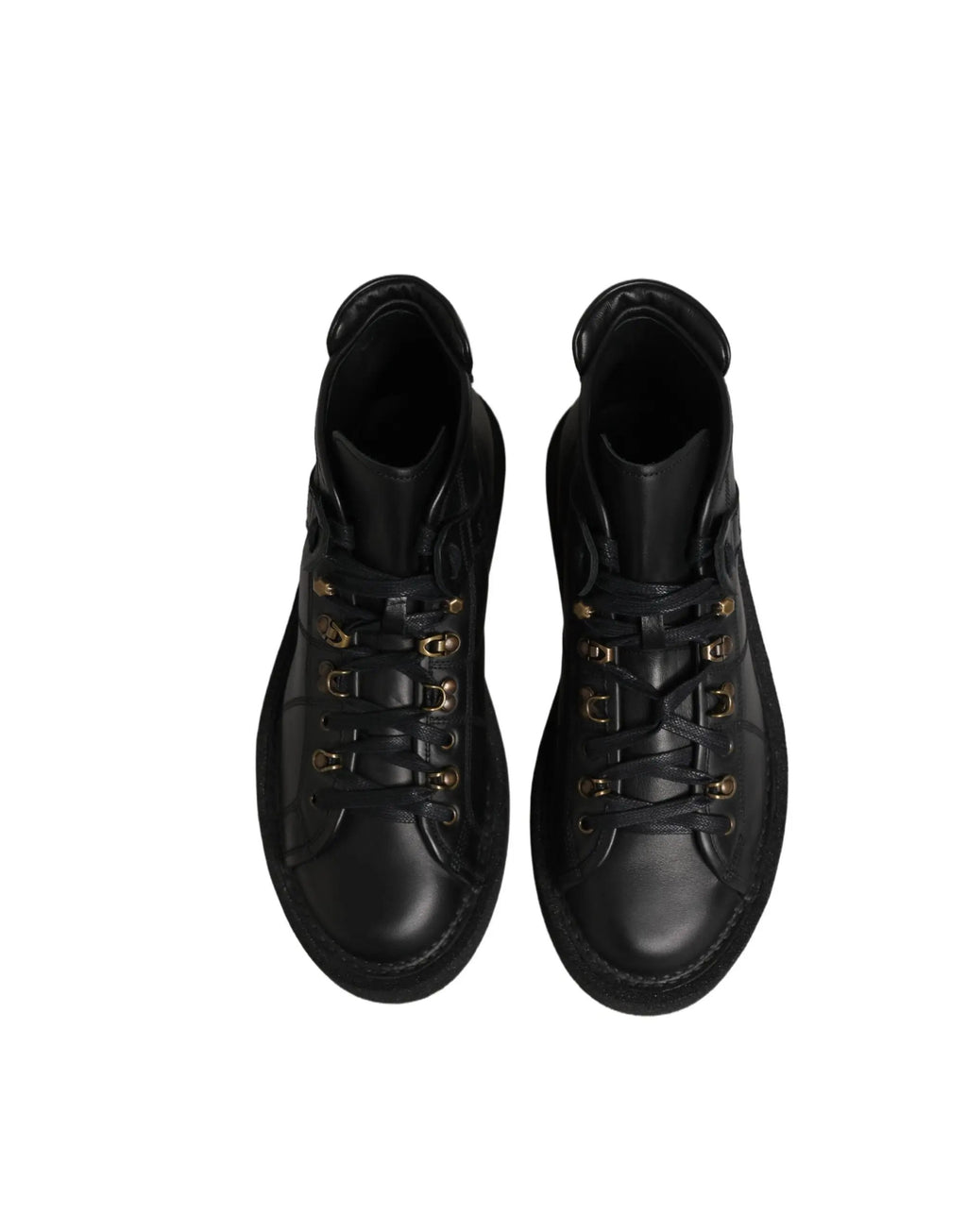 Dolce & Gabbana Black Leather Lace Up Men Ankle Boots Shoes