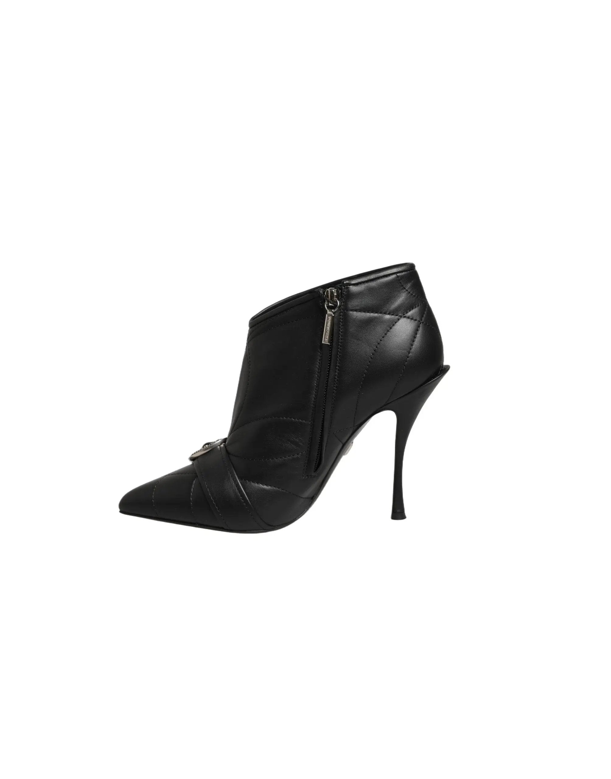Dolce & Gabbana Black Devotion Quilted Buckled Boots Shoes