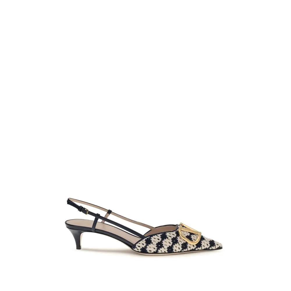 Escarpins à talons moyens en cuir de chèvre multicolore Valentino Garavani