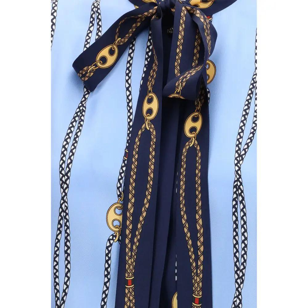 Chemise Gucci en soie bleue à motifs