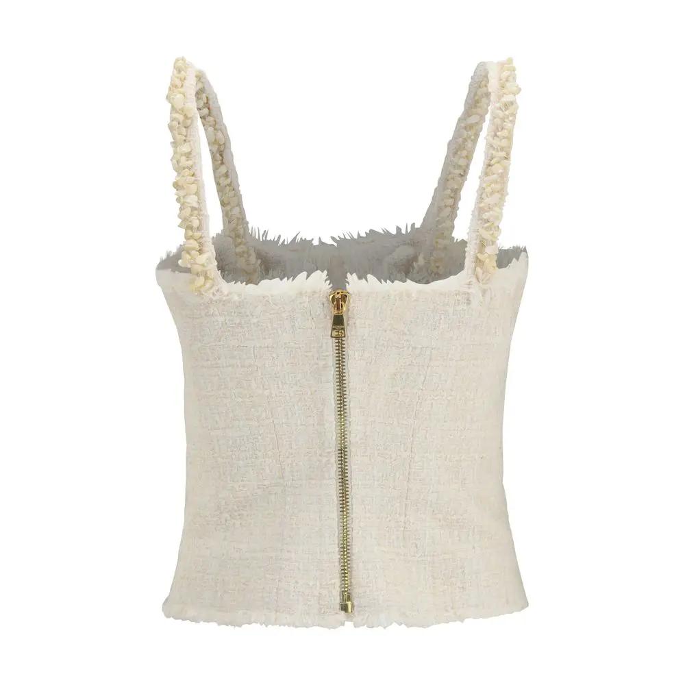 Chemisier Balmain en polyester beige