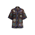 Chemise Alemais en ramie marron à motifs