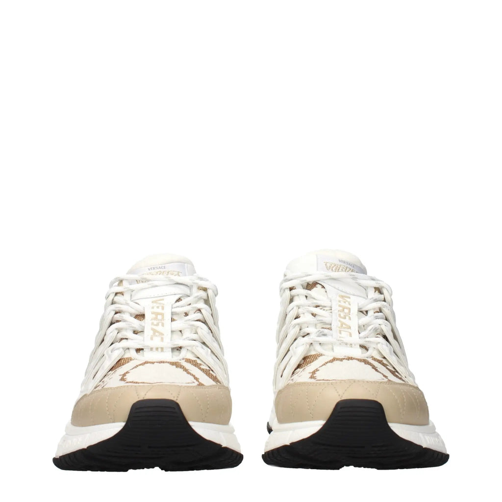 Versace White Fabric Athletic Sneakers