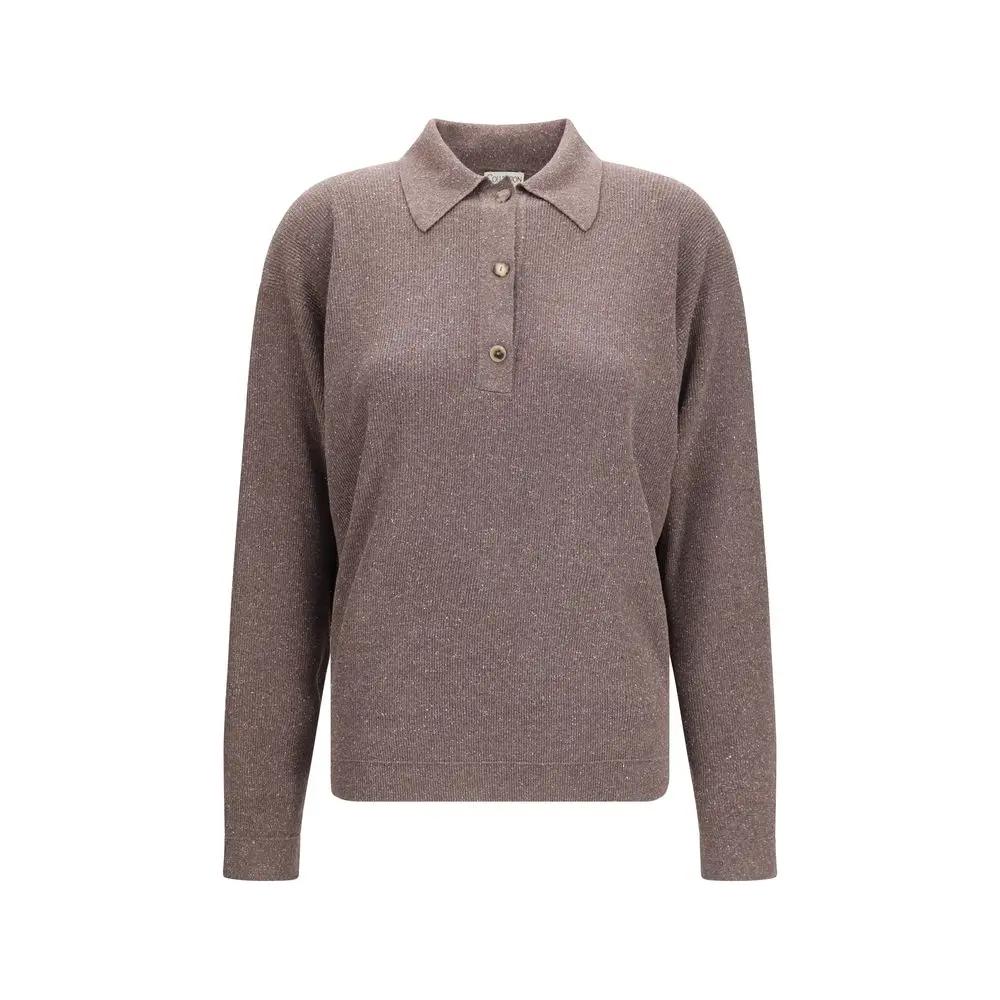 Calvin Klein Brown Silk Polo Shirt