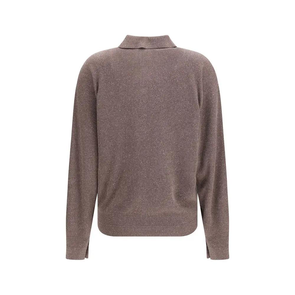 Calvin Klein Brown Silk Polo Shirt
