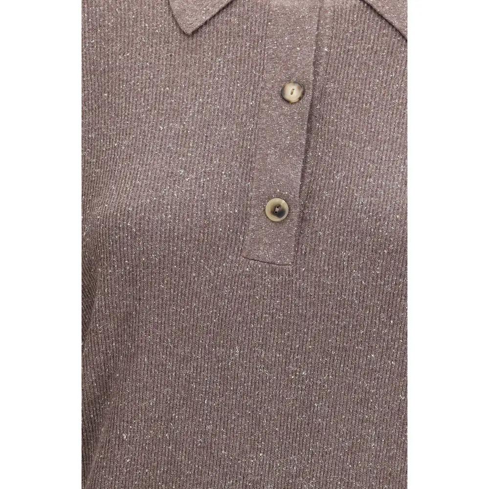 Calvin Klein Brown Silk Polo Shirt