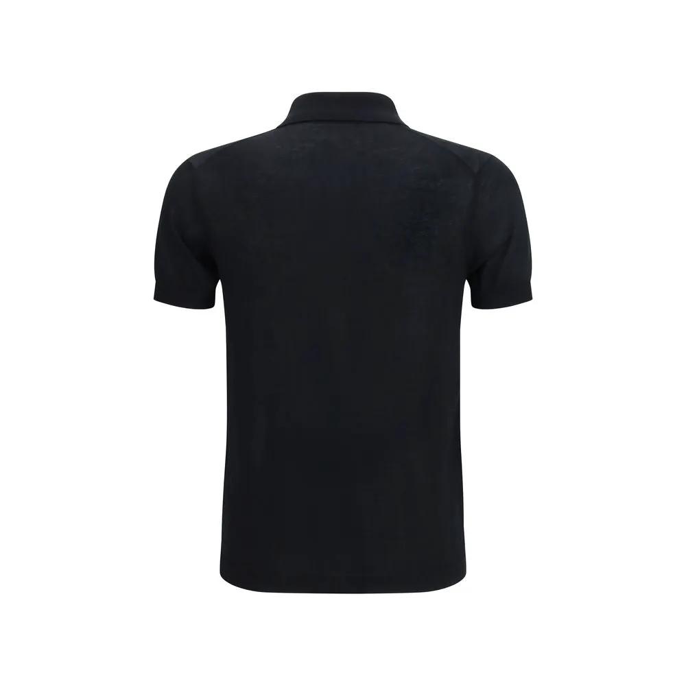 Polo Aragona en Coton Noir Cachemire