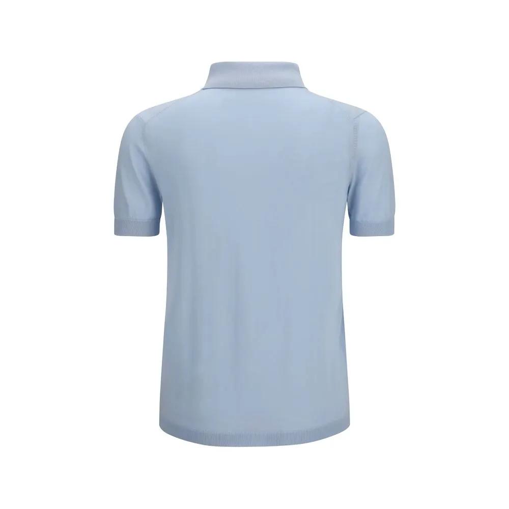 Aragona Cashmere Blue Cotton Polo Shirt