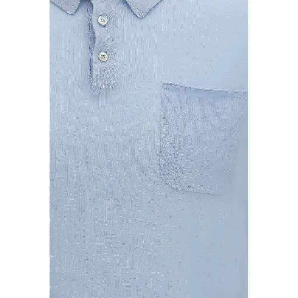 Aragona Cashmere Blue Cotton Polo Shirt