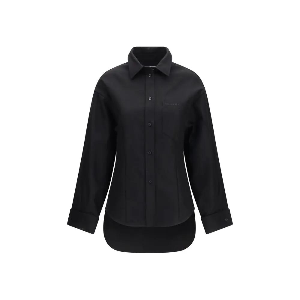 Chemise habillée en coton noir Balenciaga