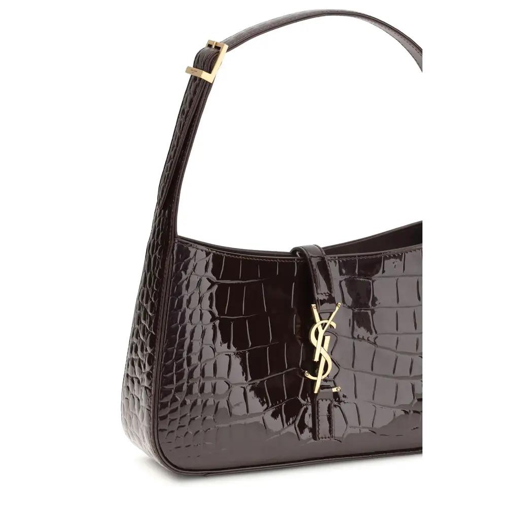 Sac à bandoulière en crocodile Saint Laurent Bordeaux