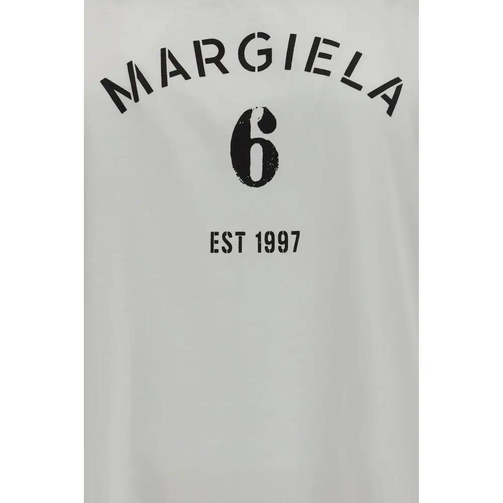 T-shirt à manches longues en coton blanc MM6