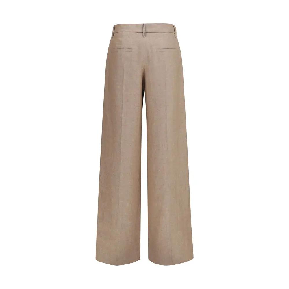 Brunello Cucinelli Pantalon décontracté en lin beige