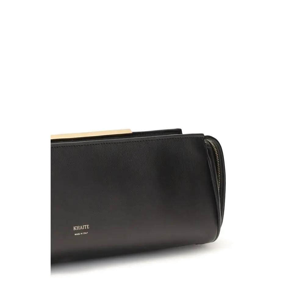 Pochette en cuir de veau noir Bos Taurus Khaite
