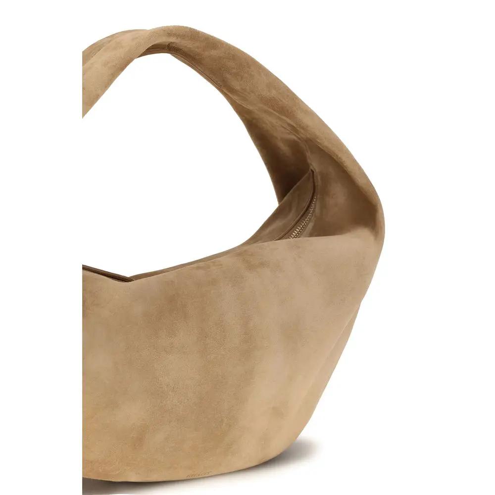 Sac bandoulière Bos Taurus en cuir de veau beige Khaite