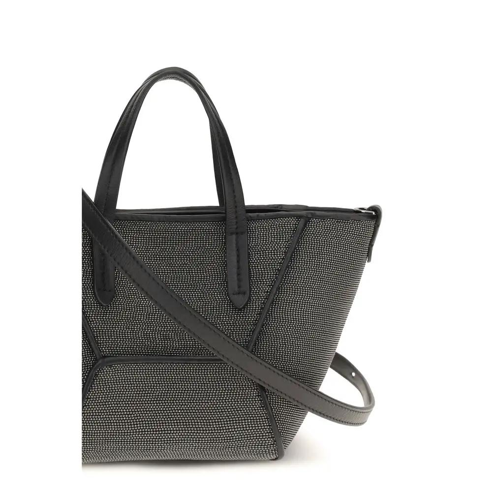 Sac bandoulière Bos Taurus en cuir de veau noir Brunello Cucinelli
