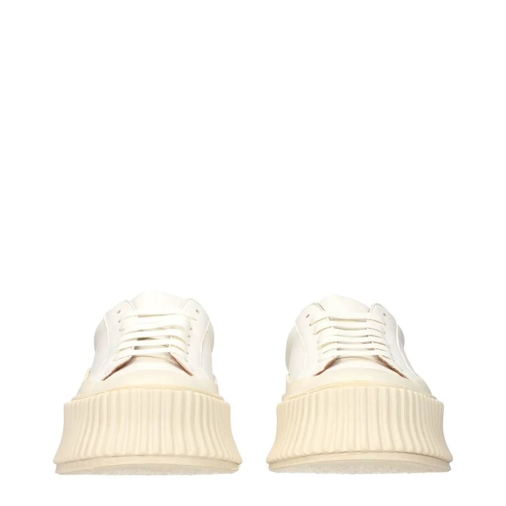 Jil Sander White Leather Platform Sneakers