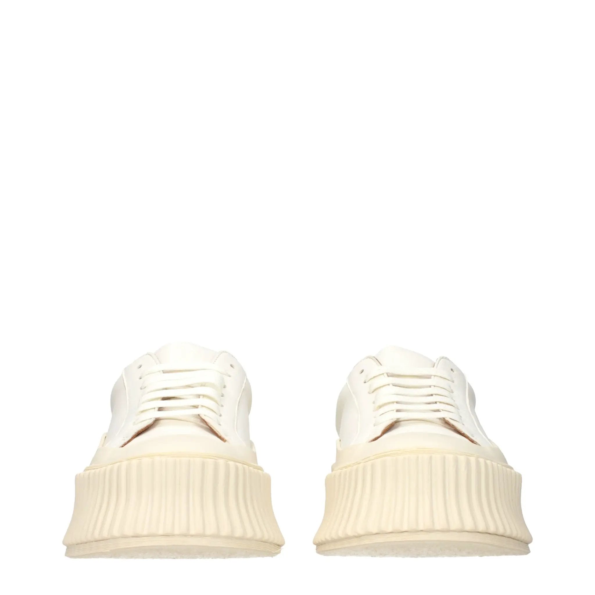 Jil Sander White Leather Platform Sneakers