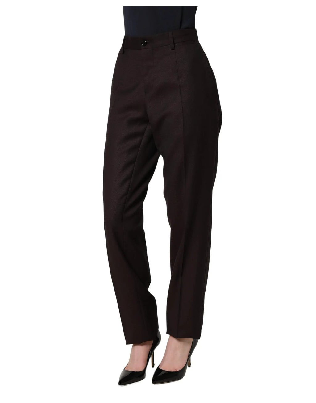 Pantalon en soie coupe droite marron Dolce & Gabbana