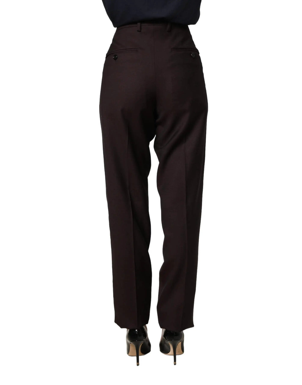 Pantalon en soie coupe droite marron Dolce & Gabbana