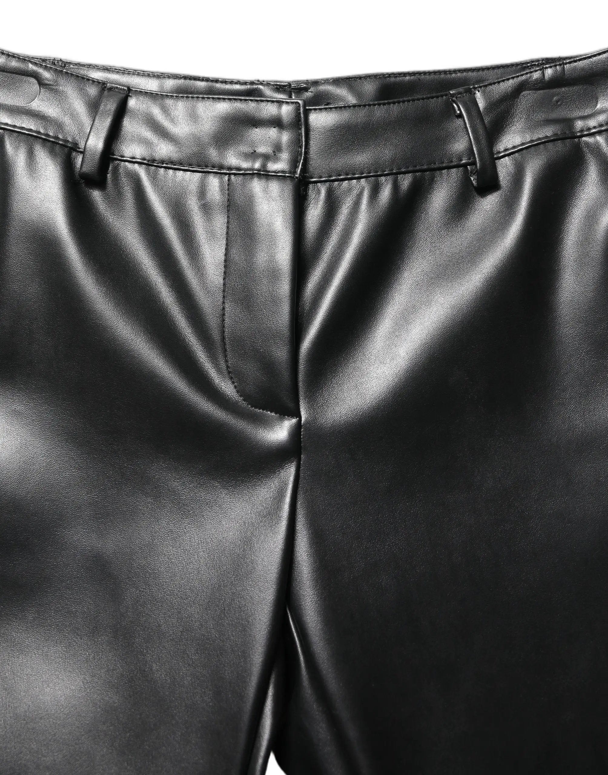 Dolce & Gabbana Black PU Leather High Waisted Trouser Pants