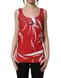 Débardeur sans manches en coton à motif abstrait rouge et blanc Dolce & Gabbana