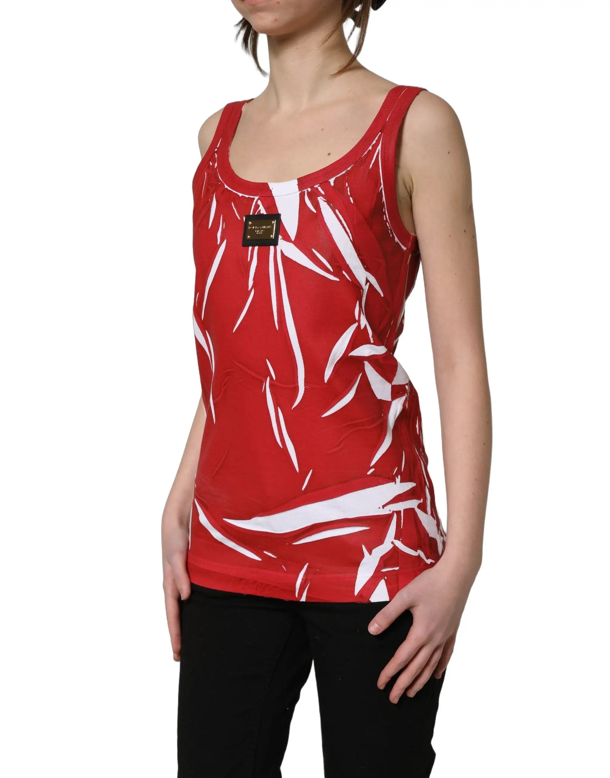 Débardeur sans manches en coton à motif abstrait rouge et blanc Dolce & Gabbana