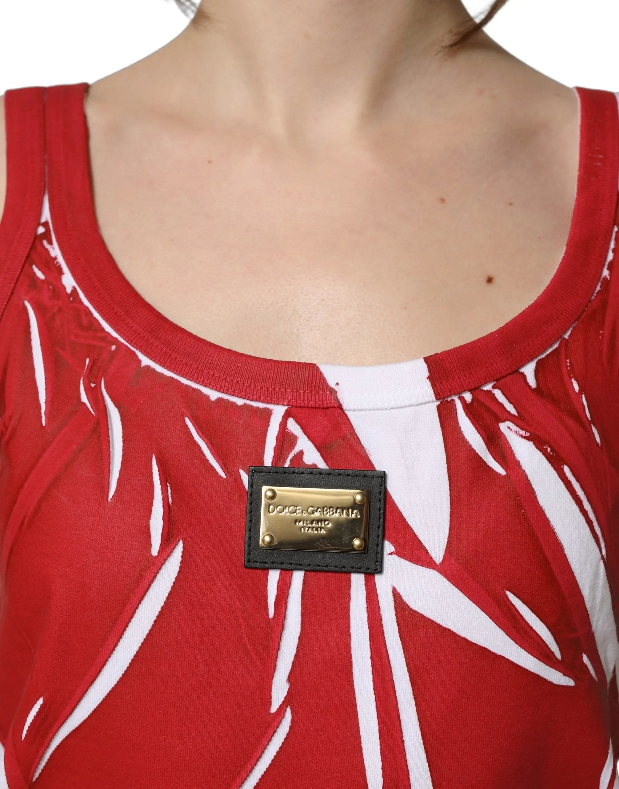 Débardeur sans manches en coton à motif abstrait rouge et blanc Dolce & Gabbana