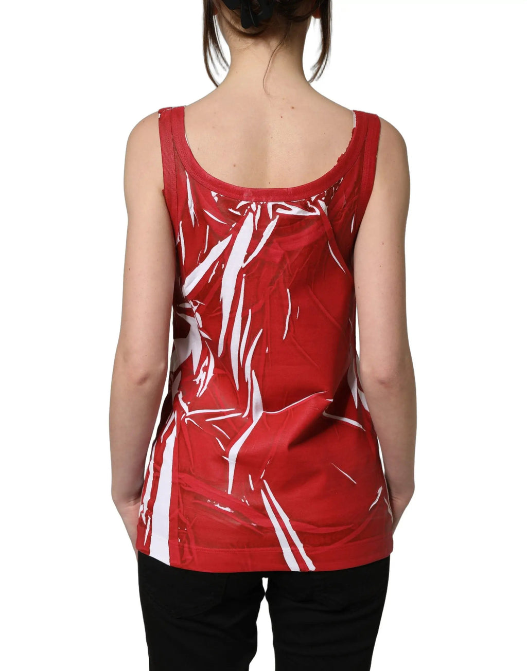 Débardeur sans manches en coton à motif abstrait rouge et blanc Dolce & Gabbana